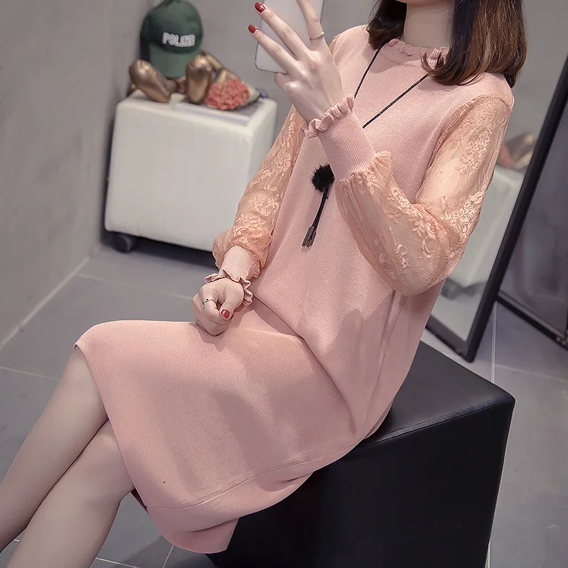 Женское трикотажное платье-свитер Осень-зима 2020 | Женская одежда