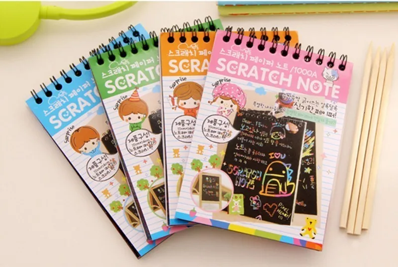 Творческий DIY Sketchbook черный картон детская Живопись Рисунок бумага для заметок игрушка блокнот канцелярские принадлежности для школы товары для магазина 016044