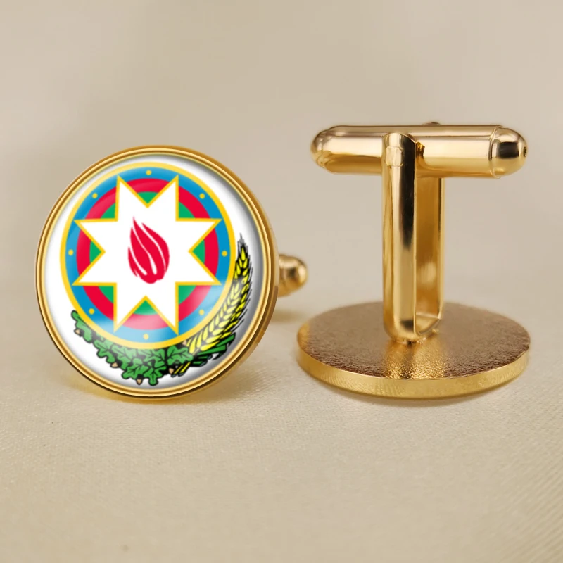 Герб Азербайджан азербайджанский карта национальный флаг эмблема запонки |