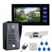 7 inch lcd rfid password video door phone intercom system kit electric strike lock remote control unlock rfid key
