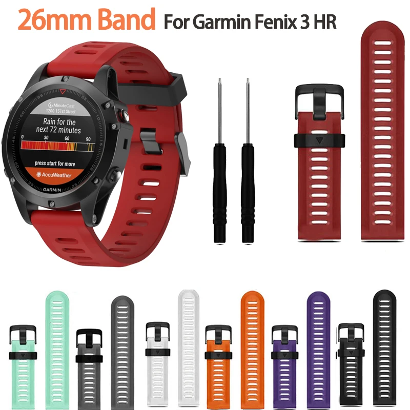 26 мм ширина открытый для Garmin Fenix 3 HR часы ремешок спортивный силиконовый часов