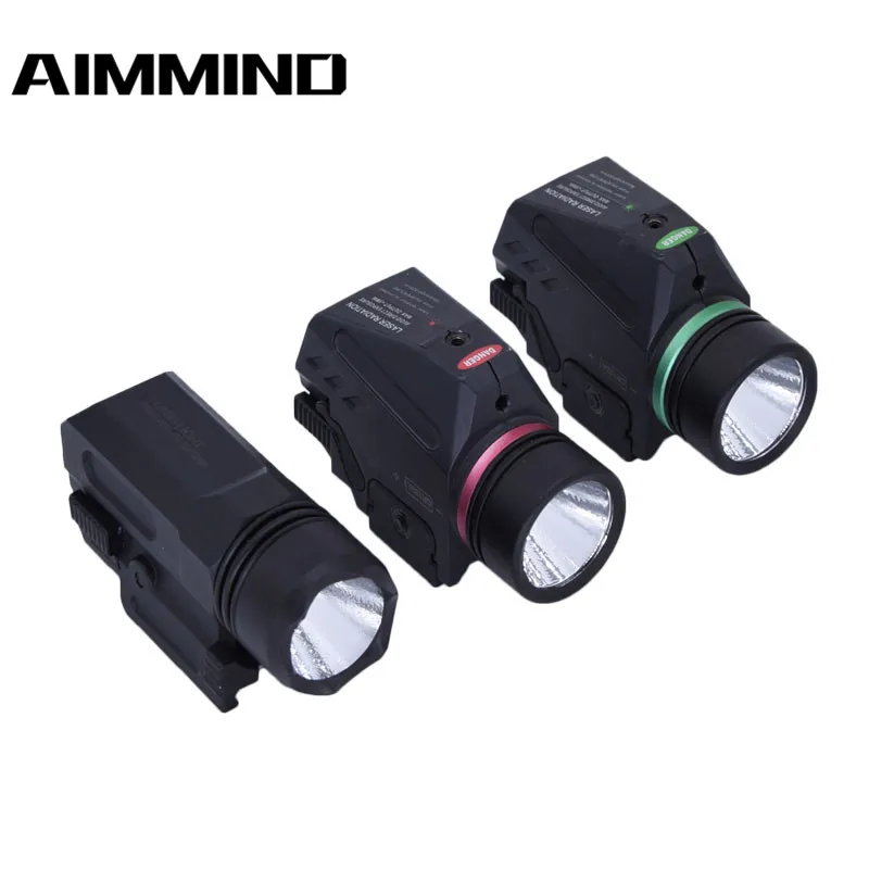 

Tactical LED Flashlight Green / Red Laser Sight For 20mm Rail Mini Glock Pistol Gun Light lanterna Airsoft Light