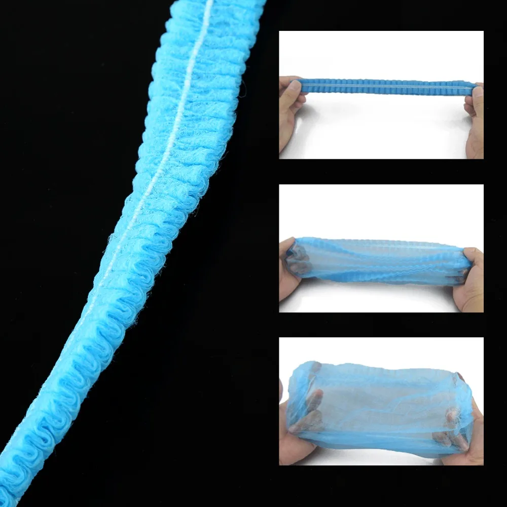 

100pcs Disposable Eyebrow Tattoo Anti Dust Sterile Hat Pleated Elastic Mesh Shape Non-woven Bath Hat Makeup Tattoo Supplies Tool