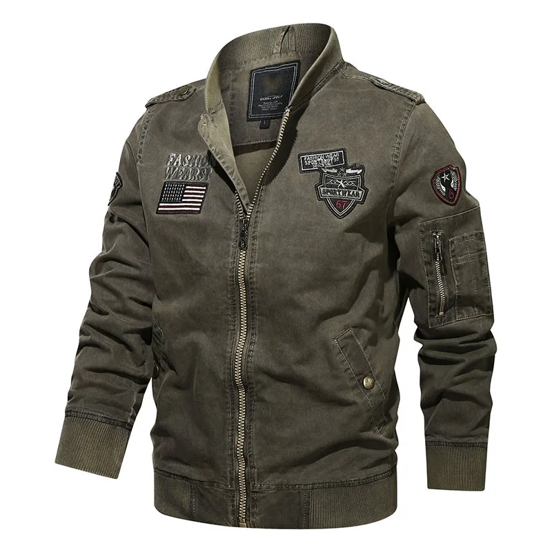 Куртка-бомбер мужская в стиле милитари тактическая мытая летная куртка
