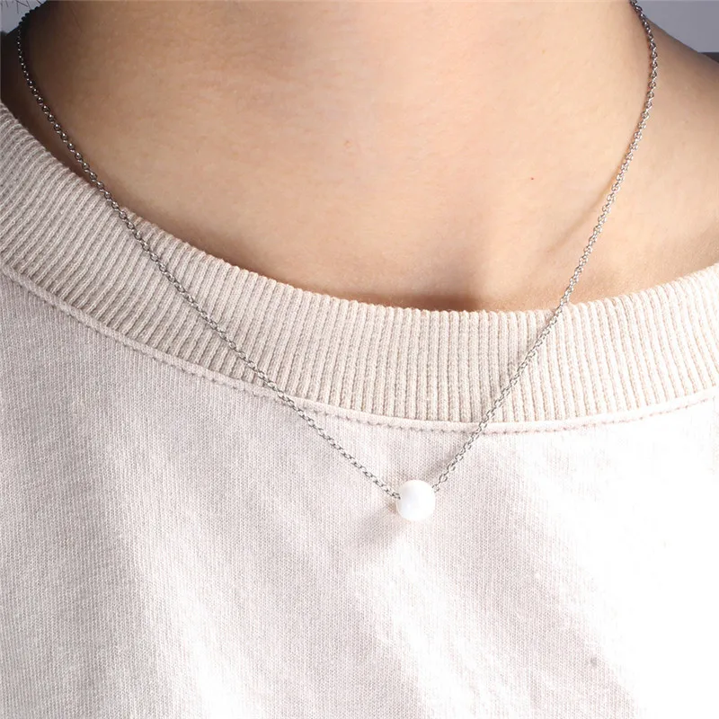 

LETAPI Fashion White Black Ceramic Pendant Necklace For Women High Quality Stianless Steel Necklace Women Jewelry