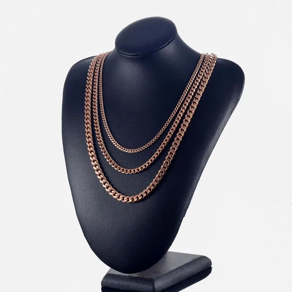 Кубинская цепь из нержавеющей стали 3 5 мм/5 мм/7 мм розовое золото