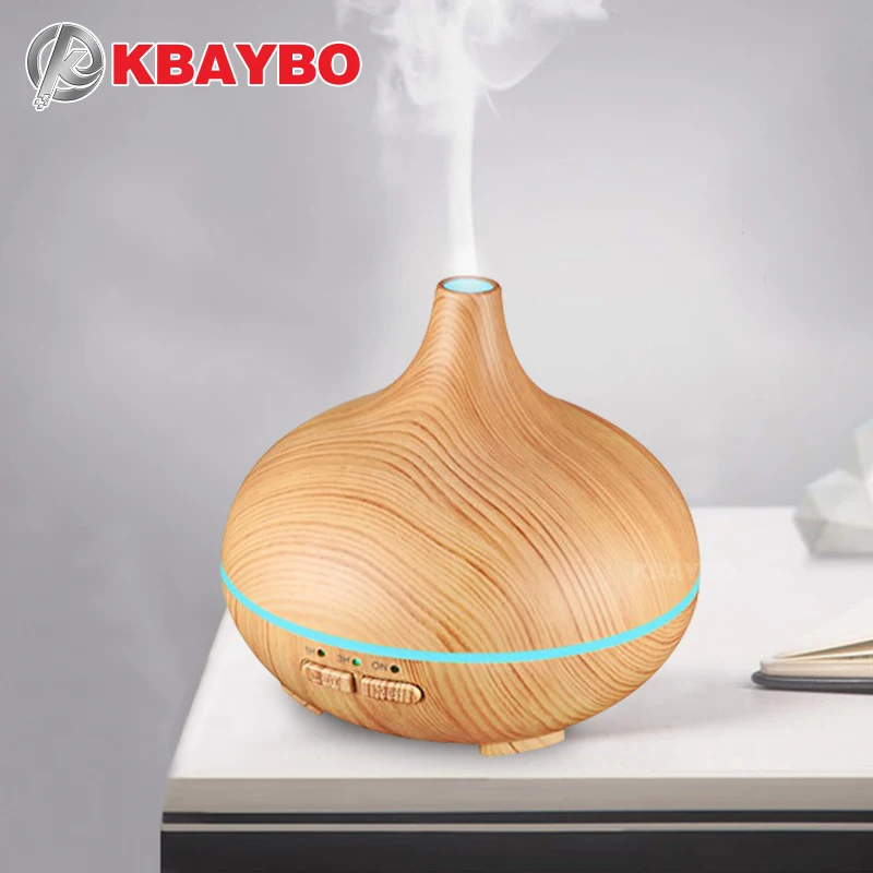 

KBAYBO USB Mini Essential Air Humidifier Aroma Oil Diffuser Wood Grain Ultrasonic Mist Maker LED Lights For Home