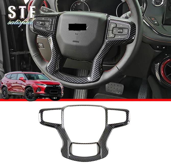

Carbon Fiber Style Interior Steering Wheel Trim Cover For Chevrolet Blazer 2019 2020