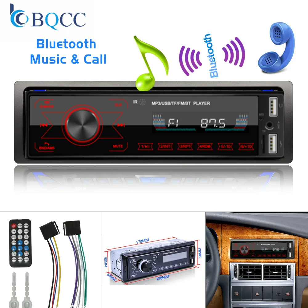 Автомагнитола с Bluetooth 12 В 1 Din стерео MP3 плеер 7 цветов светильник сенсорные клавиши