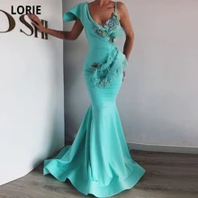 LORIE Vestidos de Noche de sirena con un hombro, apliques formales con cuentas de plumas, elegantes, largos, para baile de graduación, 2021 (4)