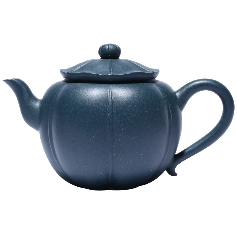 

Famous hand carved Yixing raw ore Tianqing clay rib pattern Chan lotus purple clay teapot gift lettering