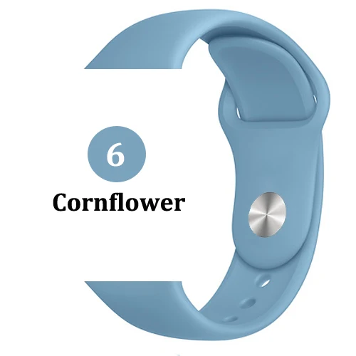 6-Cornflower Ремешок для apple watch band 4 3 correa iwatch band 42 мм/38 мм 44 мм/40 мм 2 спортивный силиконовый браслет pulseira apple watch аксессуары - Цвет ремешка: 6-Cornflower