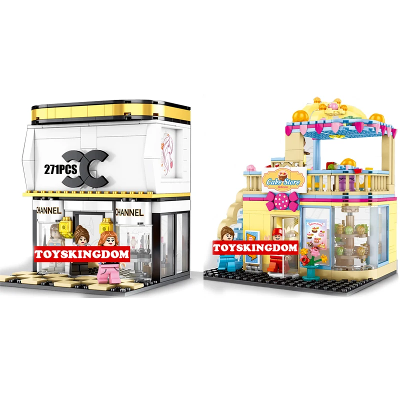 Конструктор Город улица знаменитый бренд Модный магазин вкусный торт