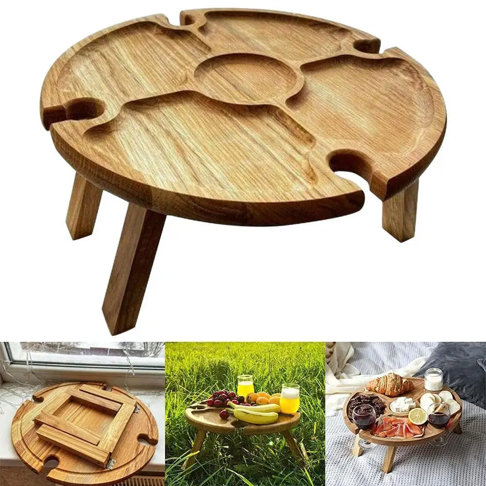 

Outdoor Portable Table And Chair Wooden Foldable Portable Multifunctional Outdoor Wine Table And Entertainment Picnic Table