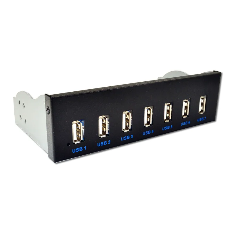 

USB HUB USB 2.0 Hub 7 Port Splitter USB 2.0 Front Panel 5.25 CD-ROM Drive Bay Bracket Expansion Adapter Connector for Windows XP