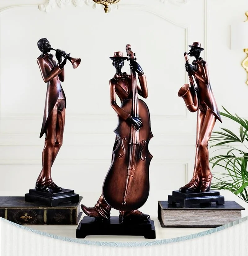 

European Resin Musician Music Band Statues Decoration Home Livingroom Bar Cafe Desktop People Sculpture Figurines Crafts Decor