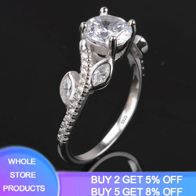 

YANHUI Rose Garden Flower Leaves Silver 925 Finger Rings Valentine's Day Gift Jewelry Hot Sale 2020 New Fashion Rings for Women