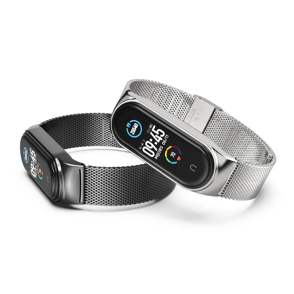 Фото Металлический ремешок для Mi Band 3 4 5, браслет для Miband 5 Opaska Pulseira, браслет для Xiaomi Xiomi мой изгиб 4 глобальная версия №1