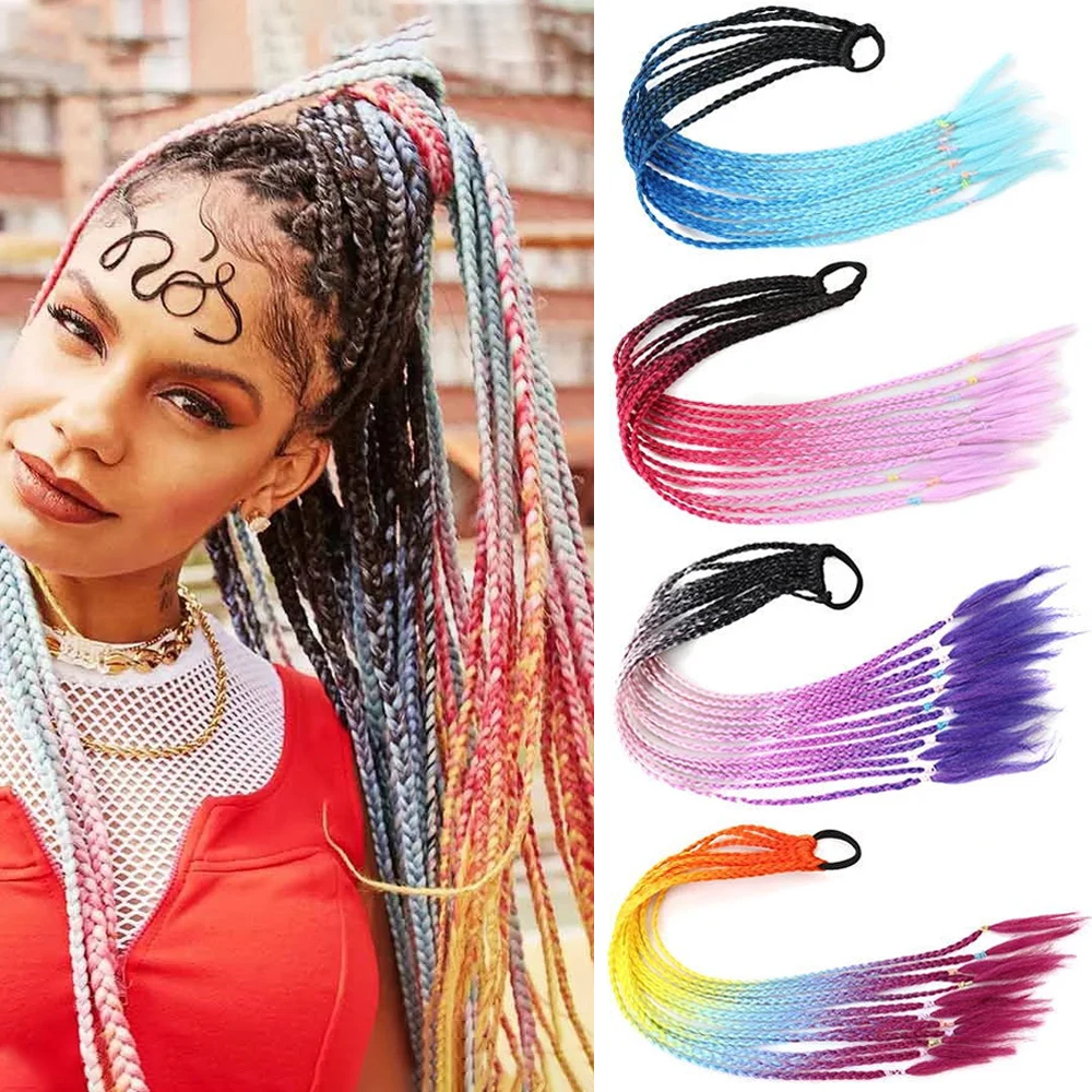 Rabo De Cavalo Colorido De Trança, Ornamento Rabo De Cavalo Falso Suspenso  Com Faixa De Borracha Elástica, Arco-íris Para Crianças Trança De Cabelo  Sintético - Rabos De Cavalo Sintético - AliExpress