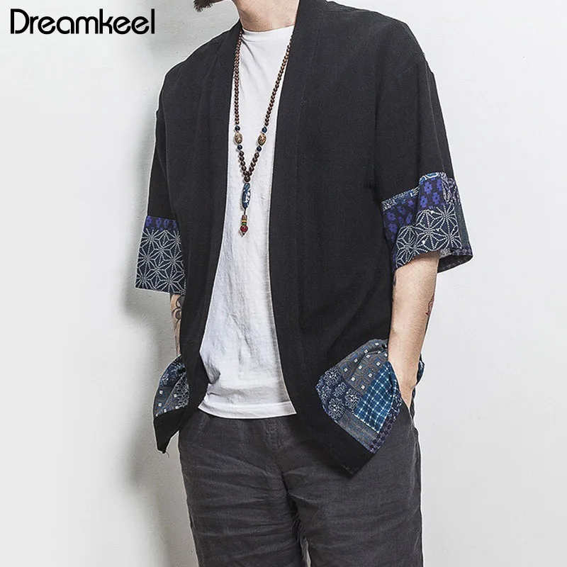 Кимоно в китайском стиле мужская рубашка с коротким рукавом Повседневная