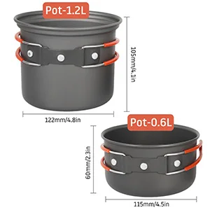 

Outdoor Camping Cookware Set Marching Utensils Tableware Cooking Stove Kit Travel Pan Hiking Picnic Camping Tools for 1-2 Person
