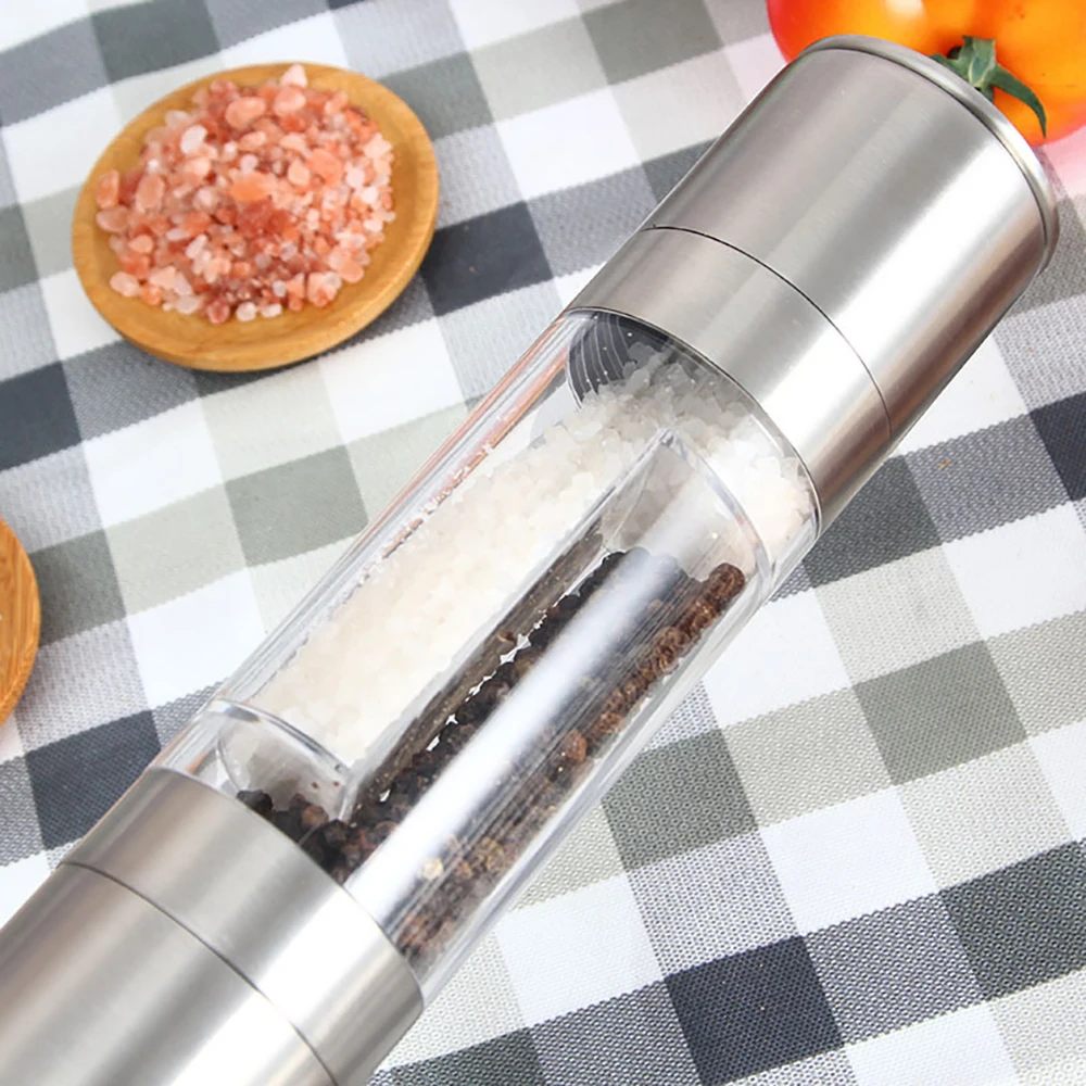 

2 in 1 Seasoning Grinding Stainless Steel Manual Pepper Grinder Salt & Pepper Mill Grinder Kitchen Tools Accessories for Cooking
