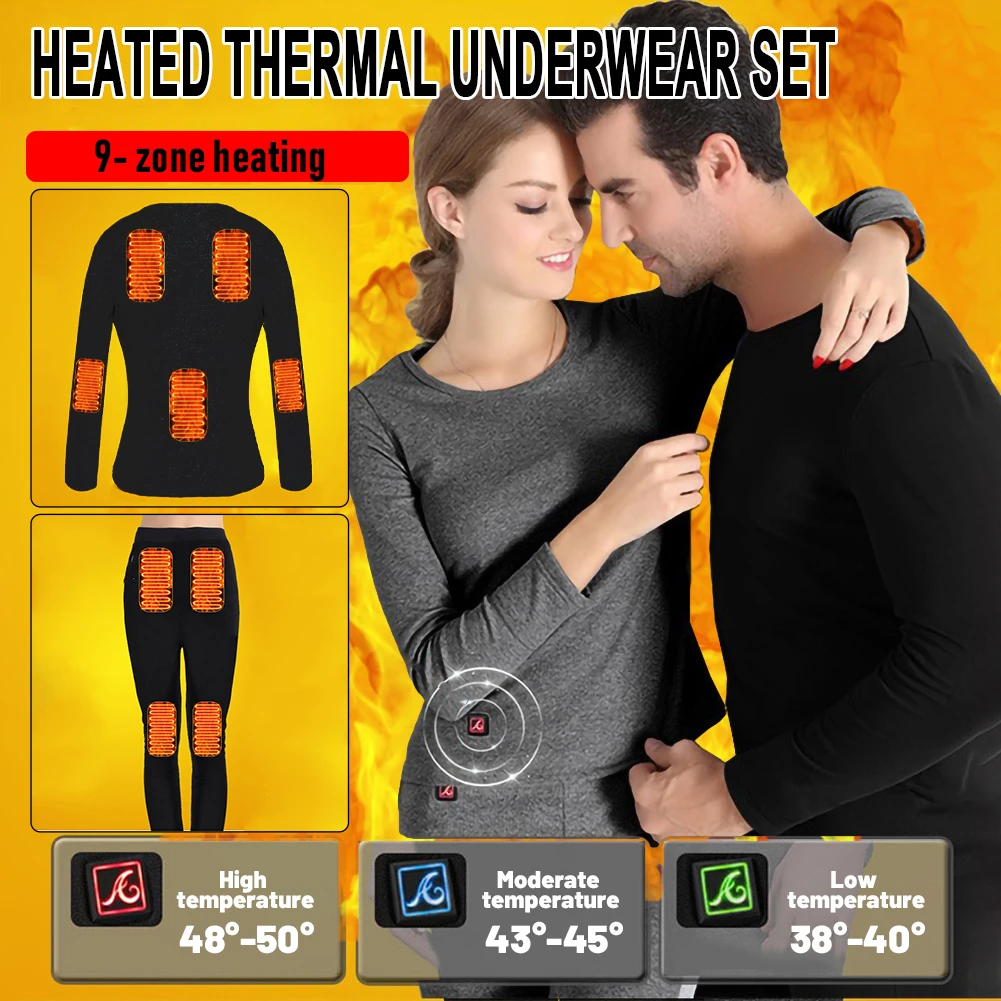 

Women Men Motorcycle Heated Jacket Electric USB Heated Thermal Underwear Set Heated Thermal Long Sleeve T Shirts Pants Keep Warm