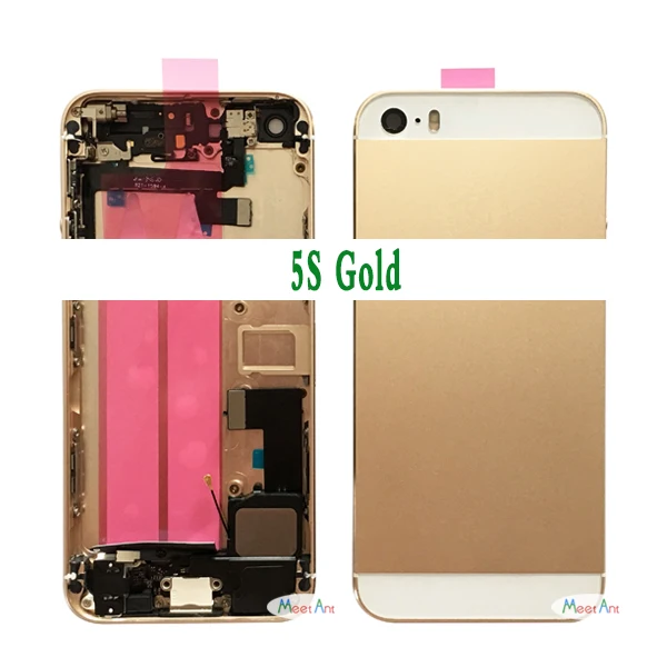 Для iphone 5 5G или 5S SE Высокое качество задняя средняя рамка Шасси Полный Корпус в сборе крышка батареи задняя дверь с гибким кабелем - Цвет: 5S Gold