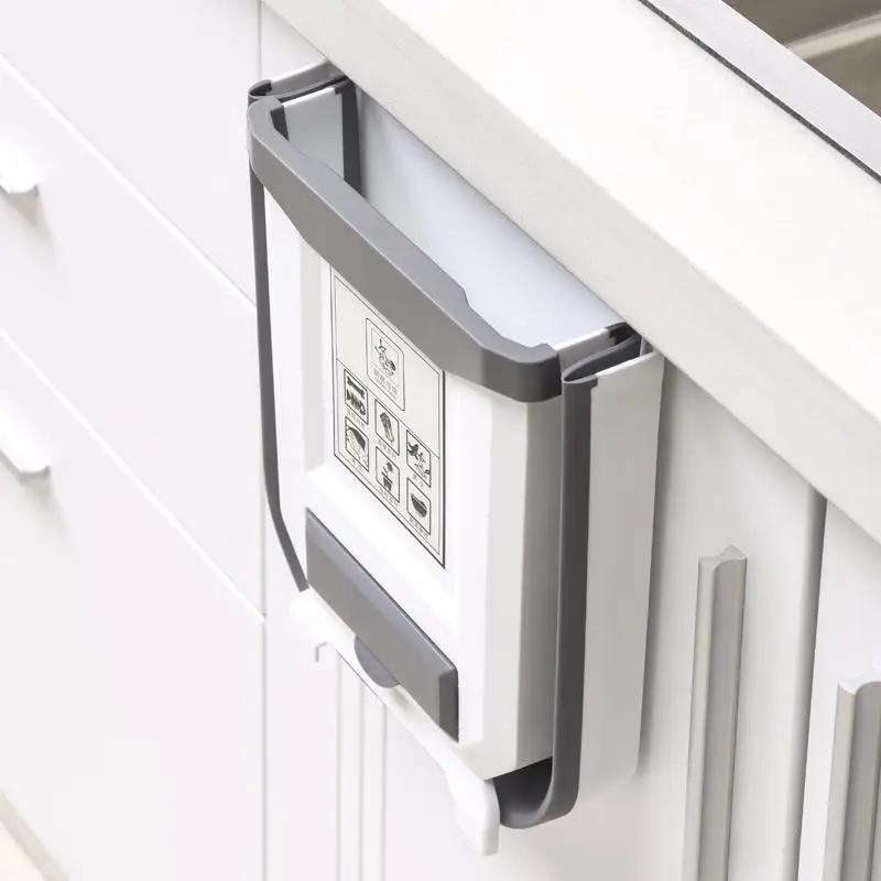 new folding waste bin kitchen cabinet door hanging trash bin trash can wall mounted trashcan for bedroom toilet waste storage free global shipping
