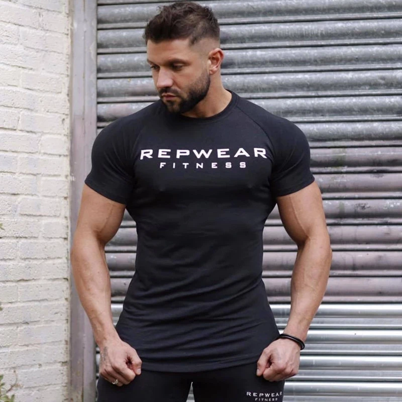 

Men cotton Short sleeve t shirt Summer Gyms Fitness Bodybuilding Tight T-shirt male Brand tees tops Muscular Man casual clothing