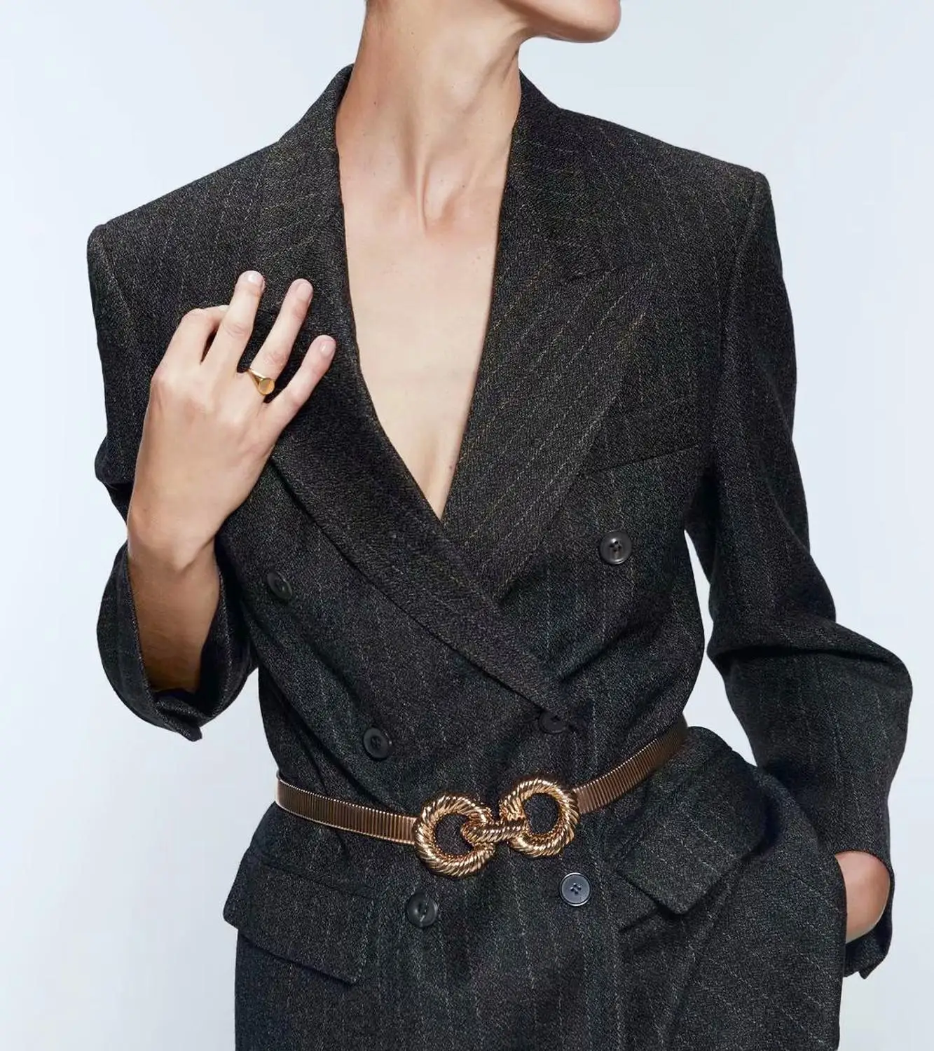 Star firefly versatile elegant office suit female casual slim striped double-breasted blazer women
