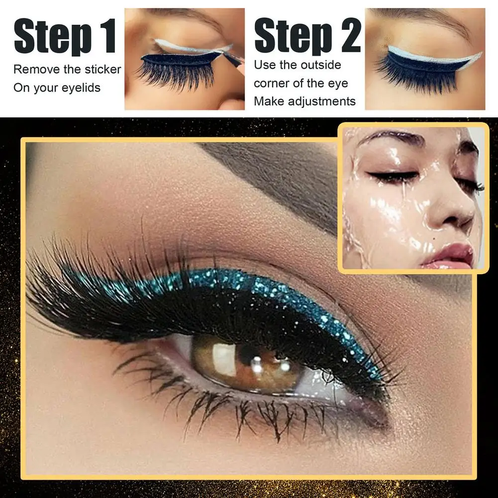 

28Pairs Reusable Eyelash Eyeliner Stickers Waterproof Self-Adhesive Glitter Eyeliner Stickers Glitter Shiny Eyeliner Stickers