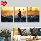 Мечтающий олень 3 шт. DIY масляная краска по номерам животные триптих Картины раскраска абстрактная краска Настенная Наклейка домашний Декор подарок