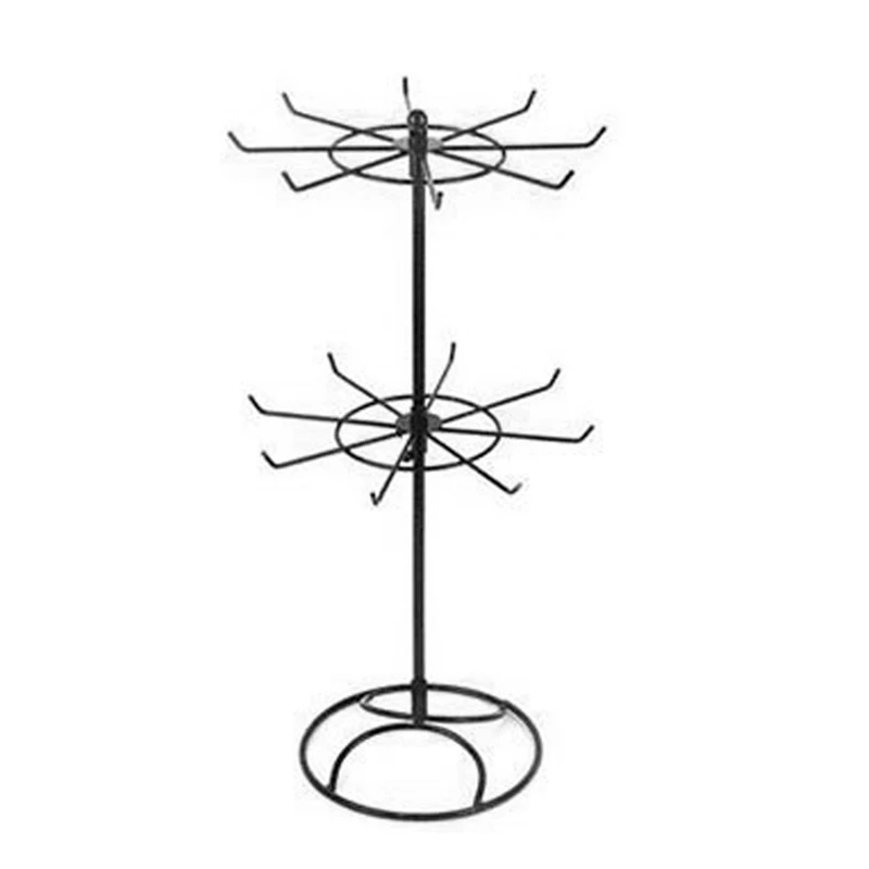 

2-Tier Rotary Jewelry Stand Rack Earrings Necklace Ring Display Organizer Holder Detachable Rotating Jewelry Rack