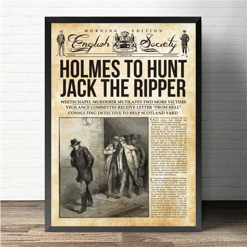 

Sherlock Holmes Hunts The Yeti Holmes Dead Newspaper Multiple series Poster Art Painting Wall Pictures Home Decor