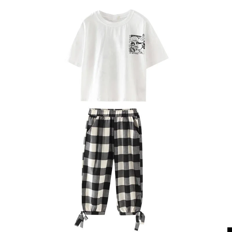 Комплект из двух предметов для девочек подростков футболка и повседневные