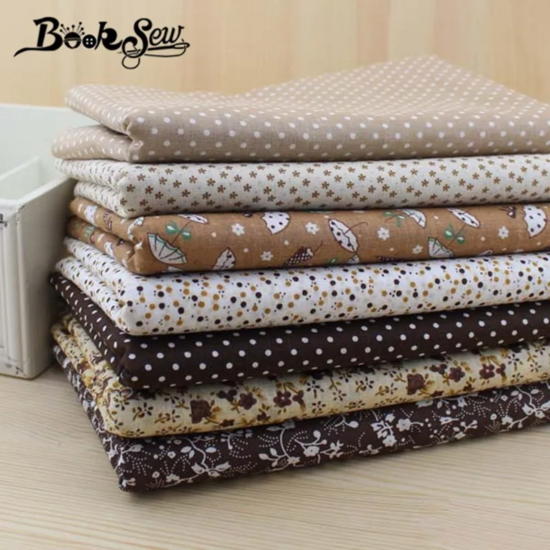 

Booksew 7 pieces 50cm*50cm Cotton Fabric cheap Fat Quarter Bundle Vintage Brown Quilting Sewing Patchwork Tilda FREE SHIPPING