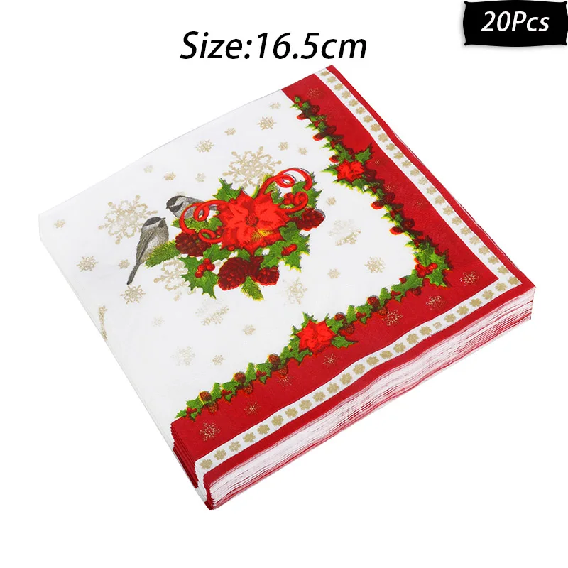 xmas napkins-20 WEIGAO 20 шт Рождественский Санта Клаус/Снеговик бумажные салфетки для декупажа день рождения декоративная ткань салфетки - Цвет: xmas napkins-20