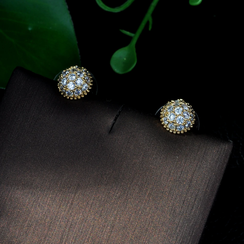 Роскошные женские белые круглые серьги гвоздики HIBRIDE с фианитом модные