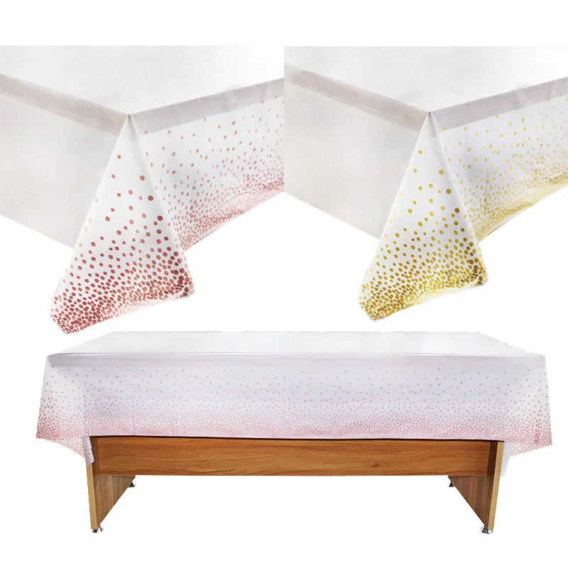 Золотая скатерть с позолотой в горошек вечерние украшения на день рождения 275*141