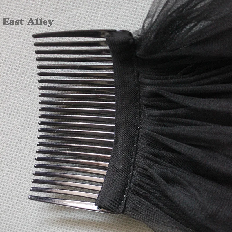 Однослойная черная свадебная фата невесты с необработанными краями Длинная