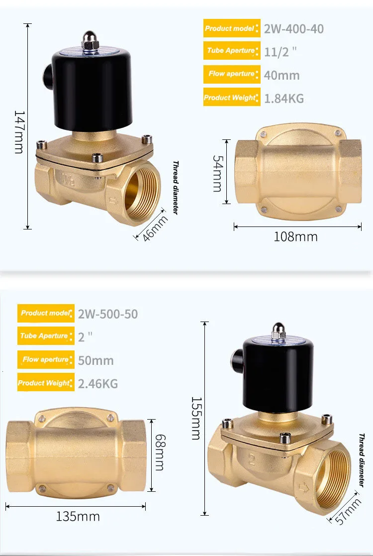 1/", 1/8", 1/", 3/4", ", 2", AC220V, DC12V/24 В Электрический электромагнитный клапан пневматический клапан для воды масла воздуха NC