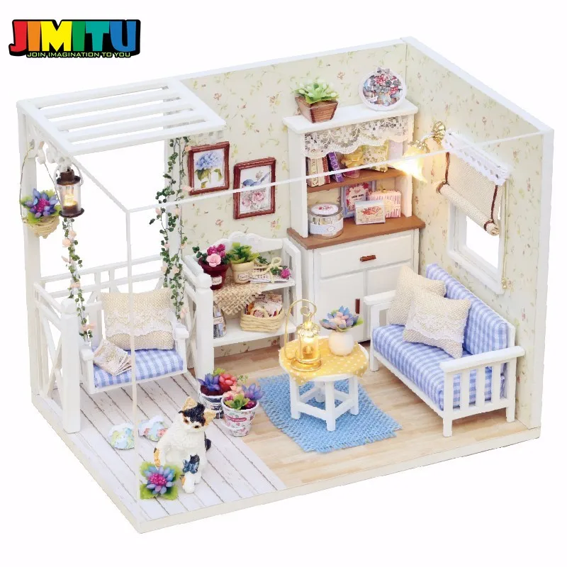 JIMITU cuterom 1/24 кукольный домик миниатюрный DIY набор светодиодный светильник крышка