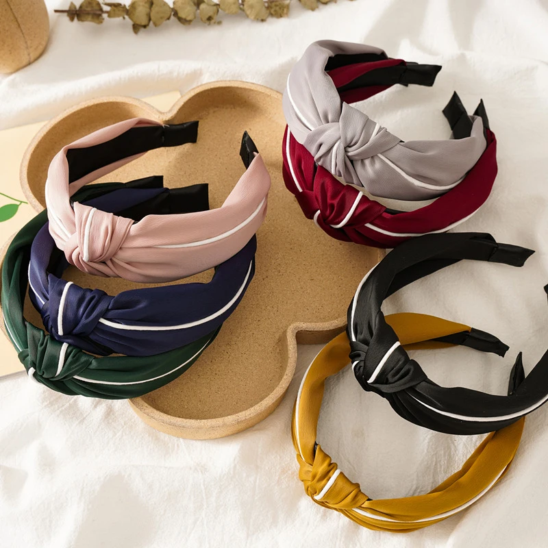

1PC Turban Solid Hairbands Wide Vintage Girls Hair Accessories Twisted Knotted Head Hoop Hair Band Gift 2021 New Year