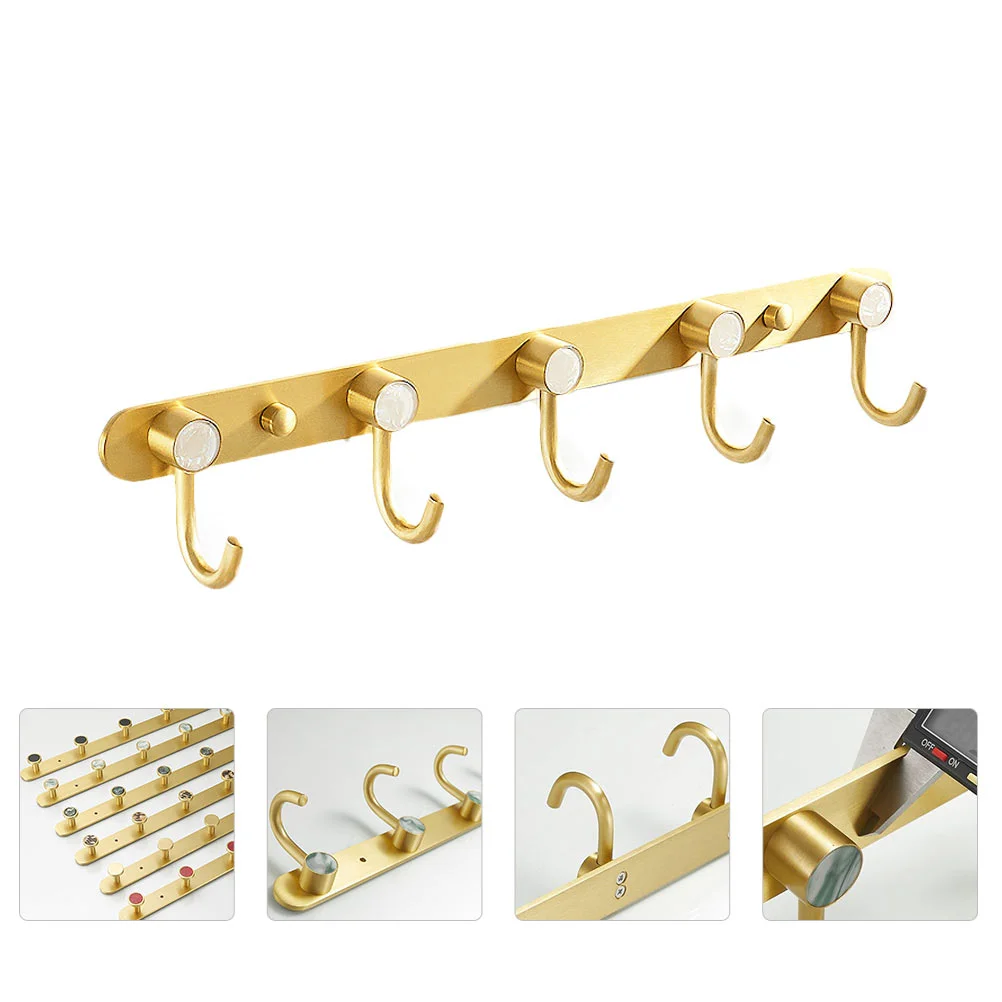

1PC Fashion Wall Coat Hat Hook Decorative Hanging Row Hook (White Gold 5-Hook)