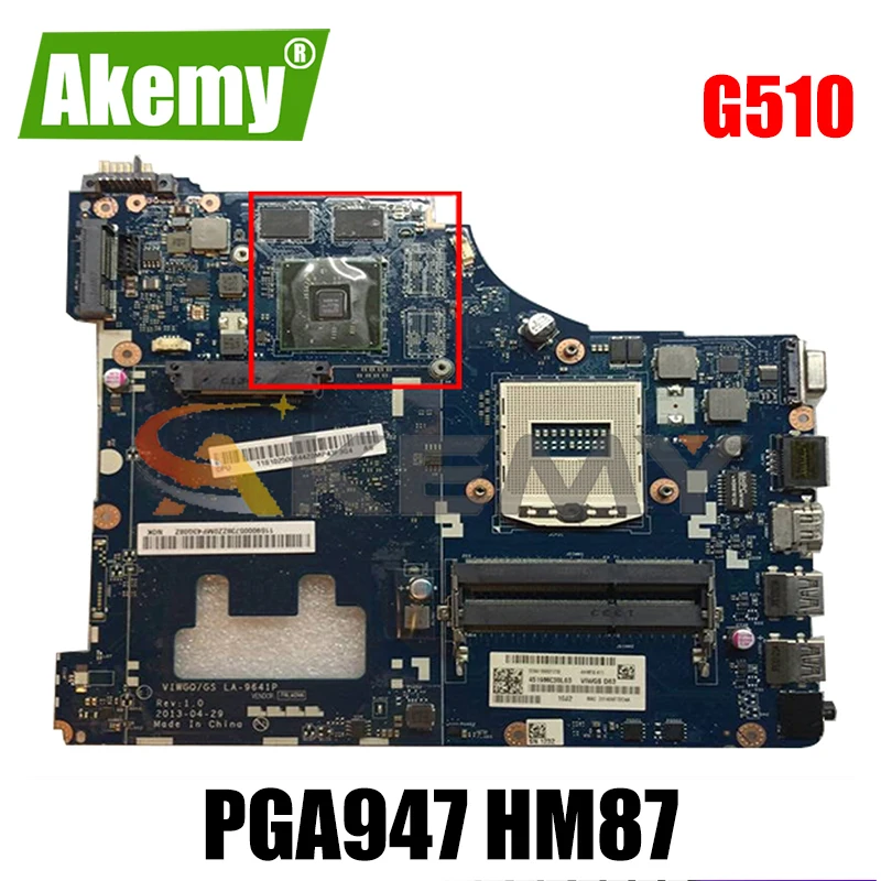 

Akemy для Lenovo G510 VIWGQ/GS LA-9641P Материнская плата ноутбука PGA947 HM87 DDR3 автономный видеокарта 100% тесты работы