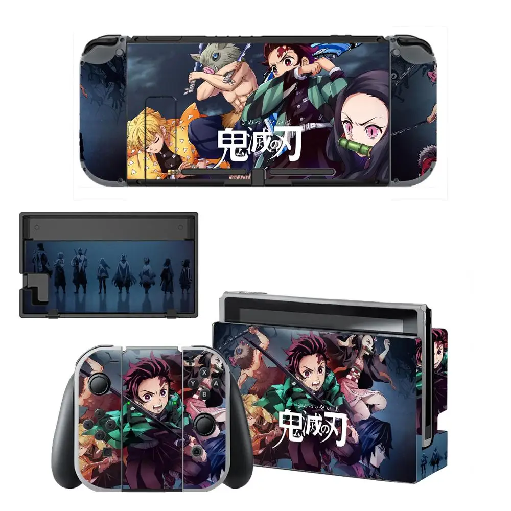 Vinyl Screen Skin Anime Demon Slayer Protector Stickers for Nintendo Switch NS Console + Controller + Stand Holder Dock Skins images - 6