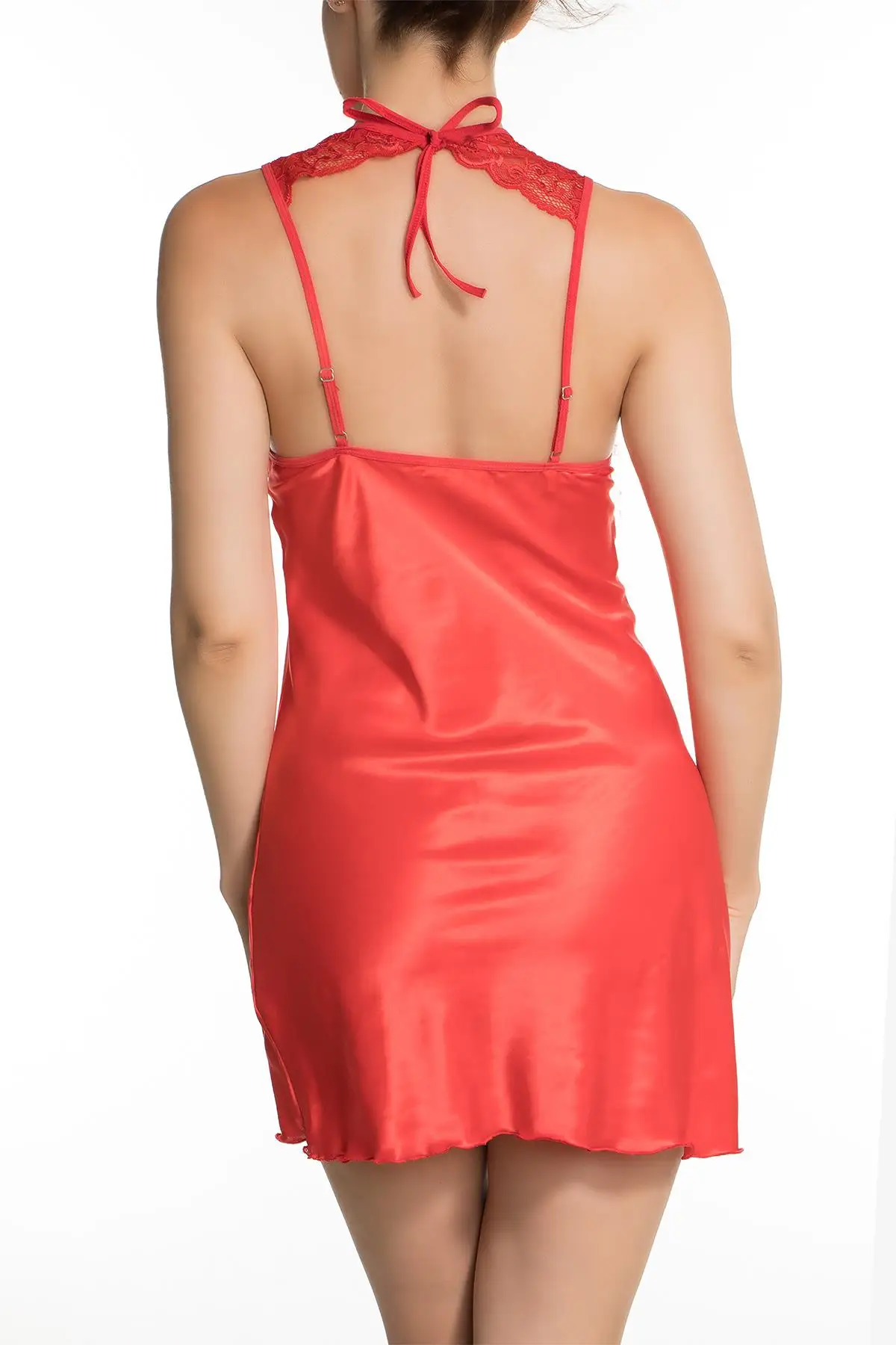 

Fashion Sexy Babydoll Nightdress Hot Pants Sleepwear Women Lingerie Silk Satin Sleeveless Night Dress Products Thong G-String