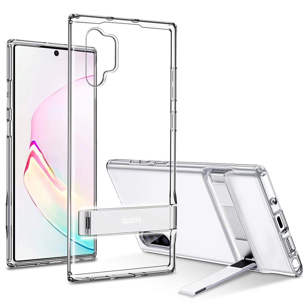 Transparent ESR прозрачный деловой чехол для телефона для samsung Galaxy Note 10 Plus+ 5G металлическая подставка противоударный ТПУ чехол для samsung - Цвет: Transparent