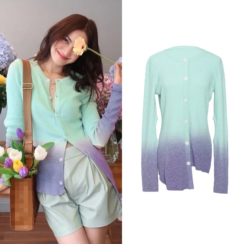 Taew same sweater 2020 new women's lazy style slim cardigan medium length tapered Knitted Top autumn |